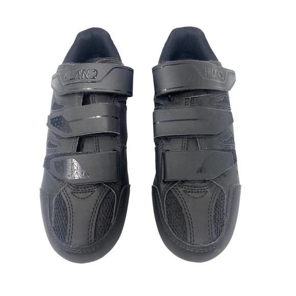 Hiland Mens Cycling Bike Shoes Black Straps Clipless Size US 8 Or 39 Wore Once - Picture 1 of 8